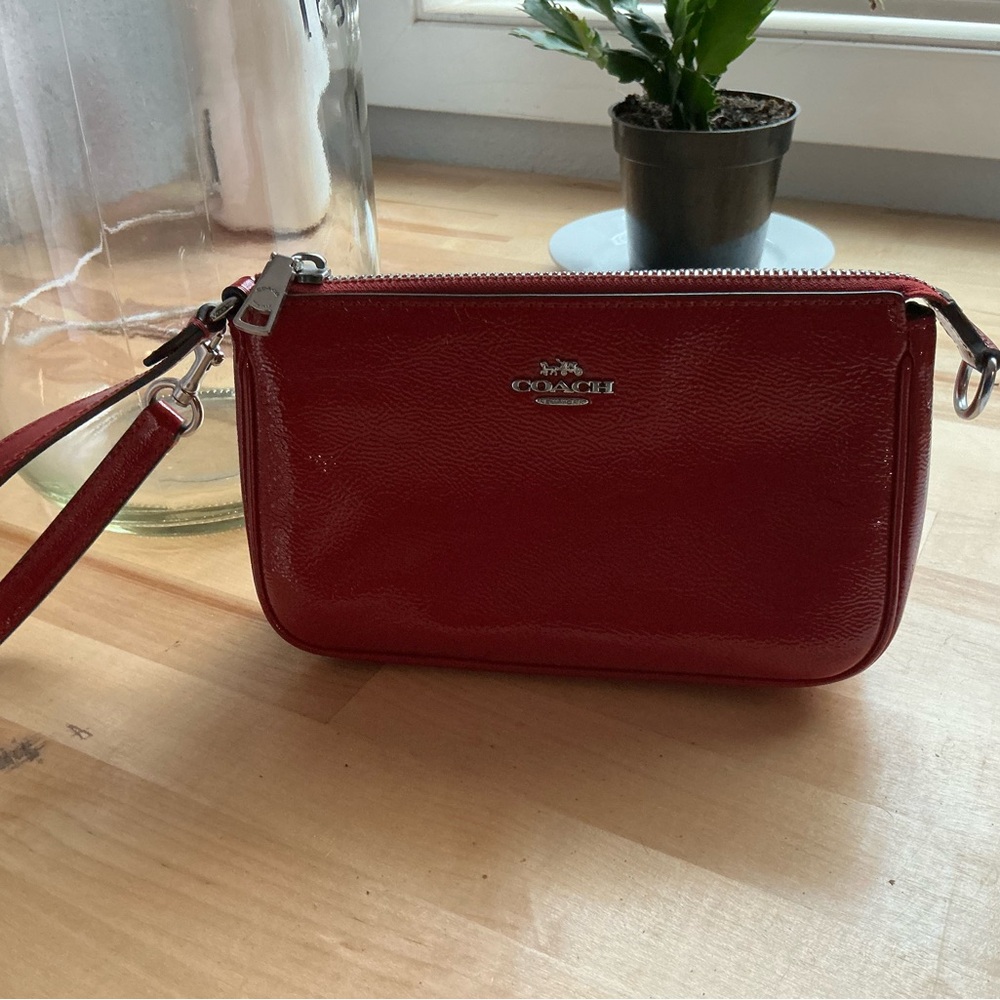 Coach Cherry Red Wristlet Clutch, like new